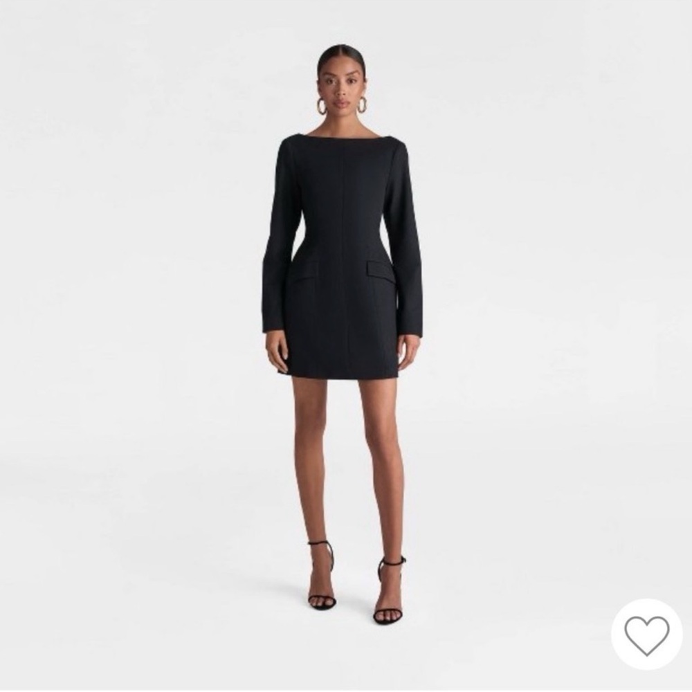 NWOT KBB Elegant Black Women's Dress pocket front, zip back boat neck size 8